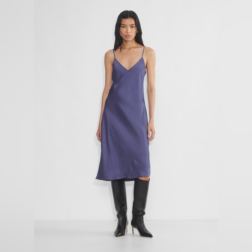 Rare color htf size Aritzia Wilfred only Japanese satin purple midi slip dress 🪻